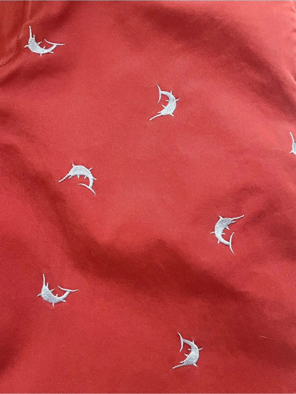 VTG J.Crew Embroidered Swordfish Marlin Chino Pants 34x32 Nantucket Red SP04